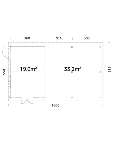 PALMAKO - Abri de jardin Irene 19 + 33.2 m² avec plancher - 44 mm