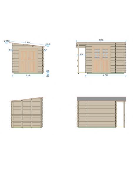 EDEN PARTENAIRE JARDIN - Abri de jardin Narcisse toit mono pente + appentis + armoire - 4.9 m²