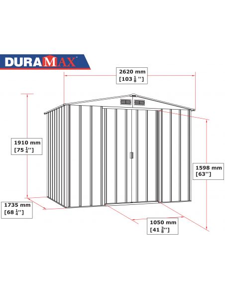 DURAMAX - Abri de jardin métal - 4.75 m²