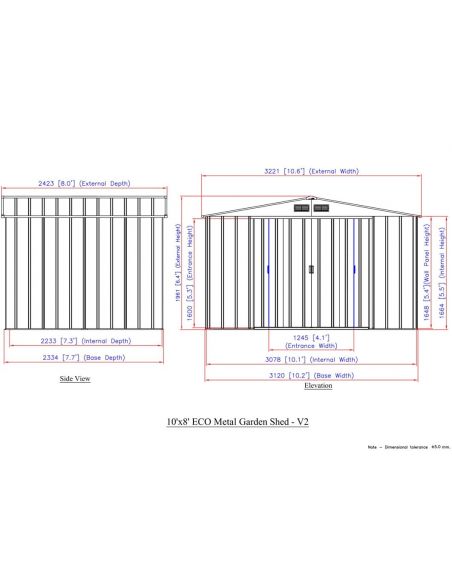 DURAMAX - Abri de jardin métal - 7.79 m²