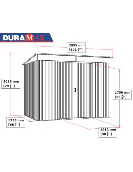 DURAMAX - Abri de jardin Woodgrain métal imitation bois - 4.84 m²