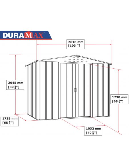 DURAMAX - Abri de jardin Woodgrain métal imitation bois - 4.75 m² 