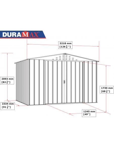 DURAMAX - Abri de jardin Woodgrain métal imitation bois - 7.75 m² 