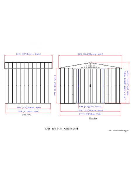 DURAMAX - Abri de jardin métal  - 7.75 m²