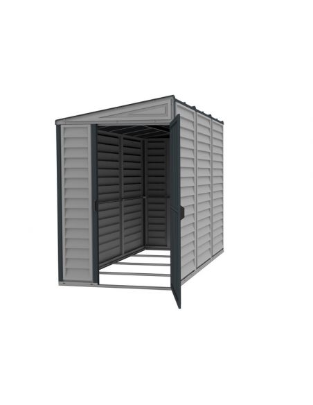 DURAMAX - Abri de jardin PVC adossée Darkgrey - 2.94 m²