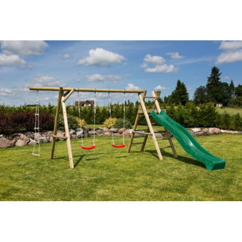 Portique HENRY 100% bois 2.30 m avec balançoires - Enfants 3/12 ans