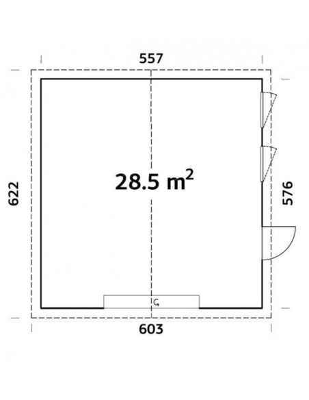 Garage Andre 32.1 m² en bois massif 160 mm