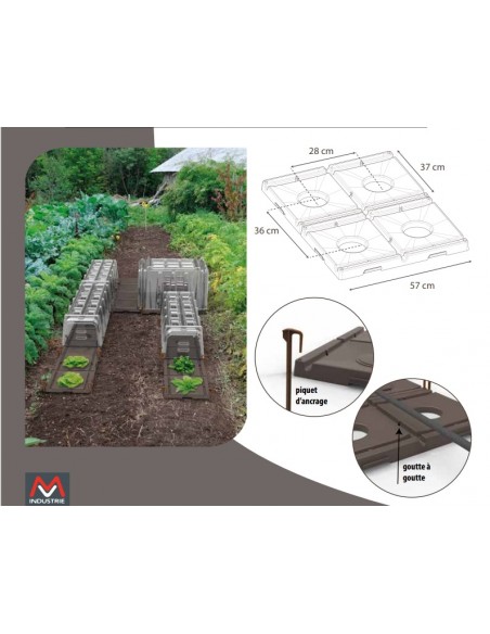 Lot de 2 Modul'o Plak paillage rigide et durable + 2 bouchons