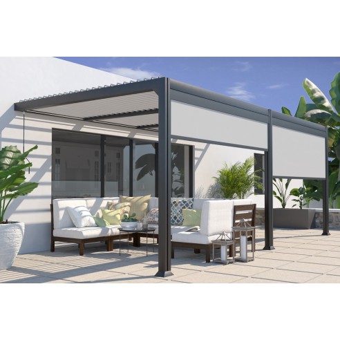 Pergola adossée 5x3m aluminium anthracite Toit de terrasse aluminium - Ciel  & terre