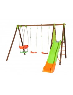 Portique ZAMBO bois et métal 2.3 m avec balançoires - Enfants 3/12 ans