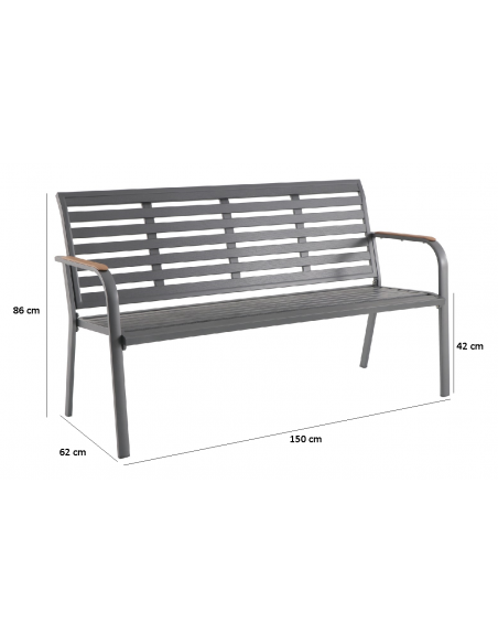 Achat CREADOR - Banc de jardin MARTA 3 places - Aluminium - Anthracite