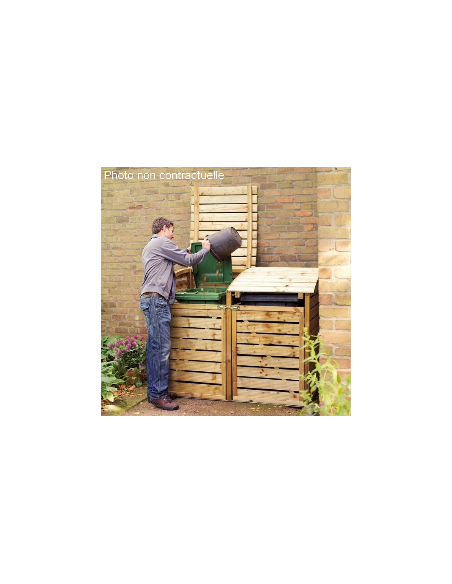 Cache poubelle double en bois à portes verrouillables, 240 litres 180cm x  97cm x h137 cm - M605