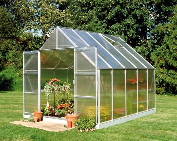 Serre de jardin 3 x 4 m - 140 g/m² - verte - 4 arches - 4 fenêtres toutes  saisons